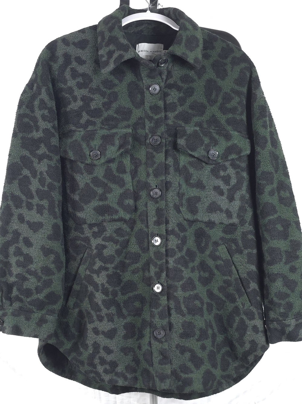 Rebecca Minkoff Raegan Green Leopard Jacket Med M - Picture 5 of 12